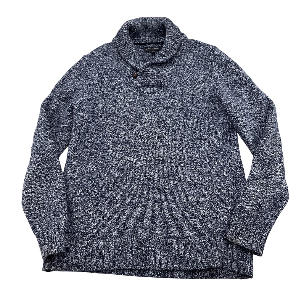 Banana Republic Sweater‎ Men Large Blue White Marled Grandpa Preppy Wool Classic